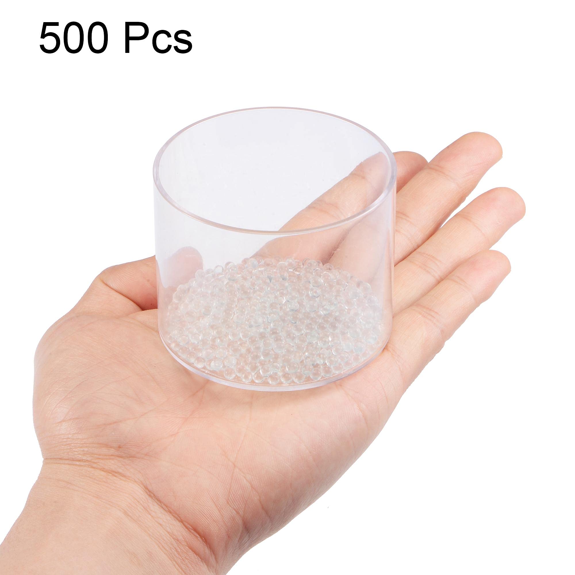 sourcing map 3.5mm Solide Rond Transparent Verre Bille Bouillantes Pierres Soda Chaux Verre Perles 500pcs