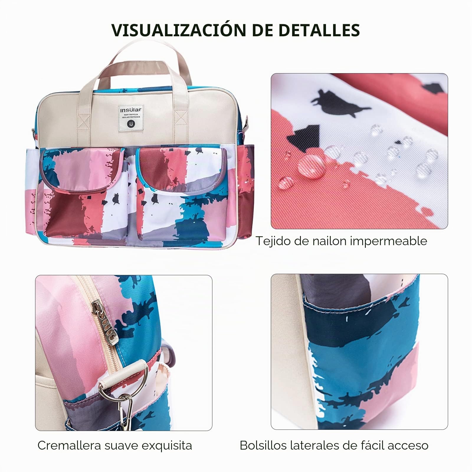 SONARIN Gran Capacidad Bolsa de Pañales para Bebés,Materna Messenger Bolsos Bandolera Bolsa de Viaje para Pañales Multifunción Impermeable con Correa de Hombro & Cambiador