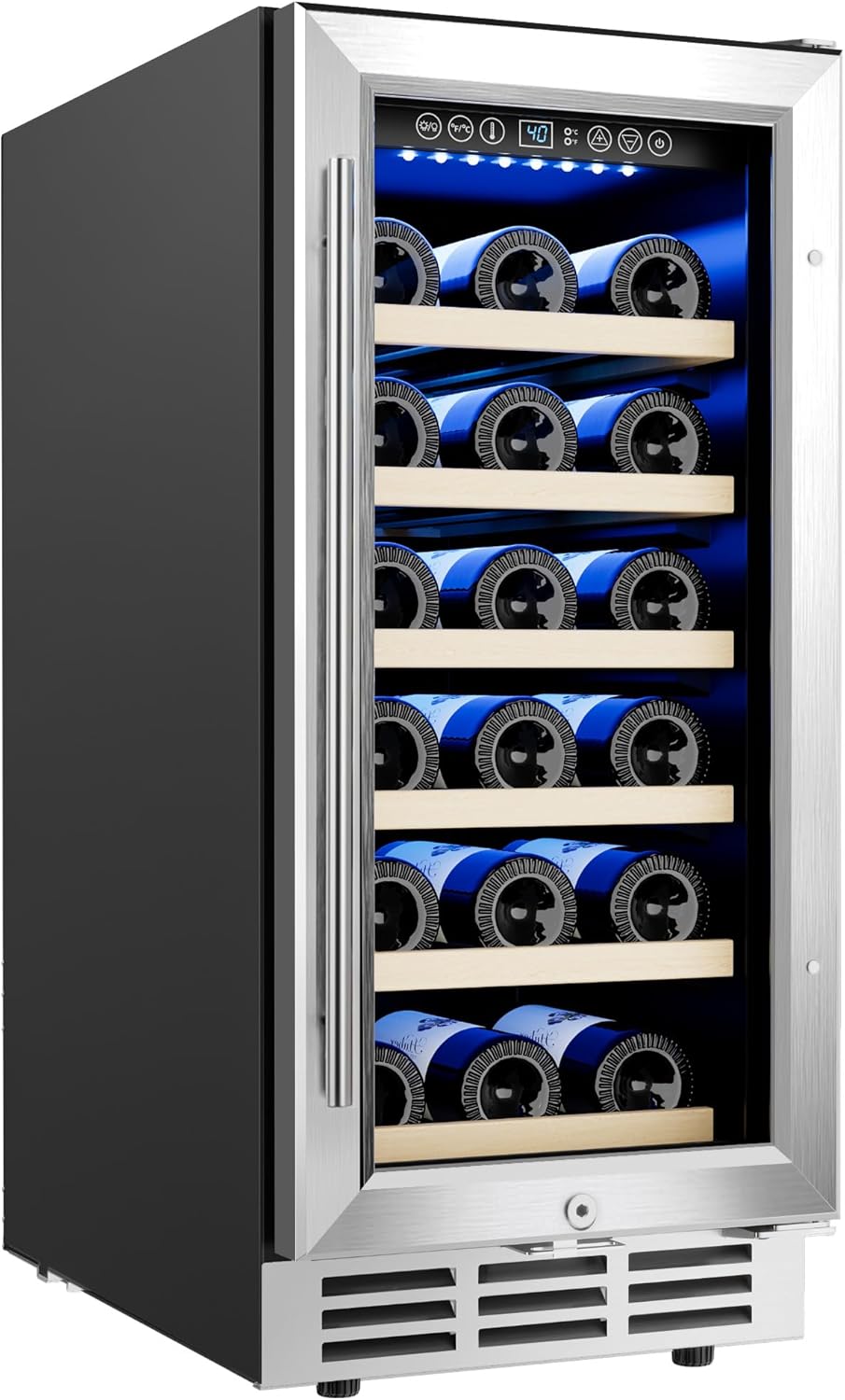 EUHOMY 15 Inch Under-counter Refrigerators, Single Zone Wine Fridge, Wine Refrigerator Digital Temperature Control, Freestanding Wine Chiller with Removable Shelves EUHOMY 15 Inch Under-counter Refrigerators, Single Zone Wine Fridge, Wine Refrigerator Digital Temperature Control, Freestanding Wine Chiller with Removable Shelves