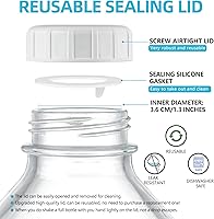 Vista 3 de Paquete de 4 botellas de leche de vidrio de 1/2 galón con tapa hermética y 2 picos vertedores - Jarra de leche de vidrio resistente de 64 oz, jarras