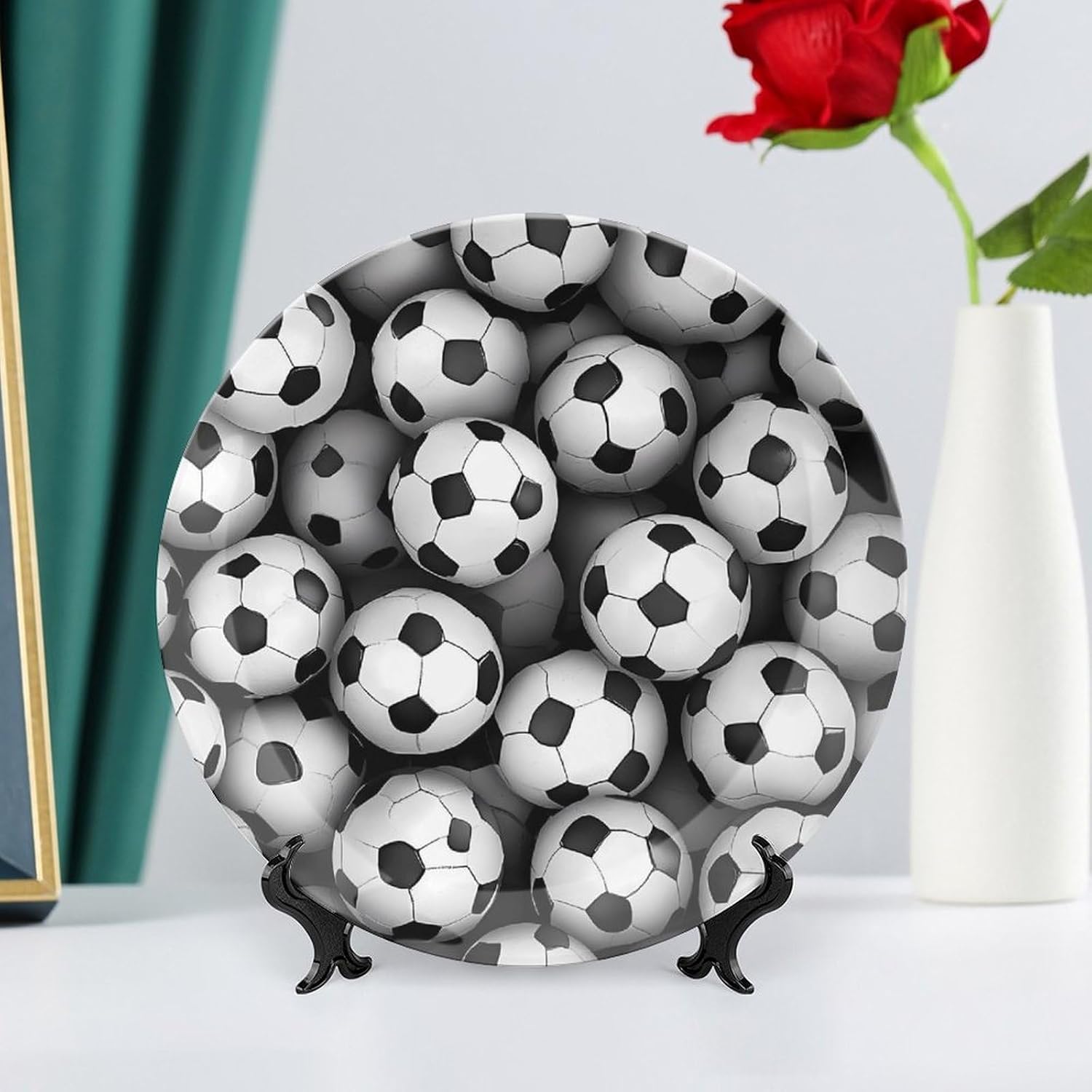 Soccer Balls Bone China Decorative Porcelain Plates Dinnerware Ornaments