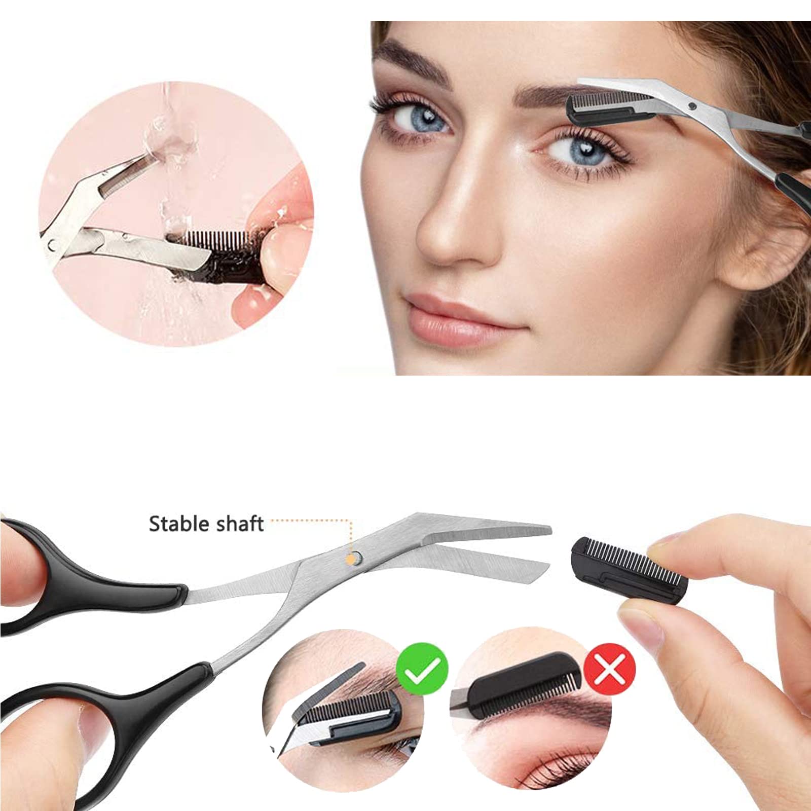 Kit Profesional de Cejas 9 Piezas - Pinzas y Tijeras de Acero Inoxidable, Maquinilla y Recortador
