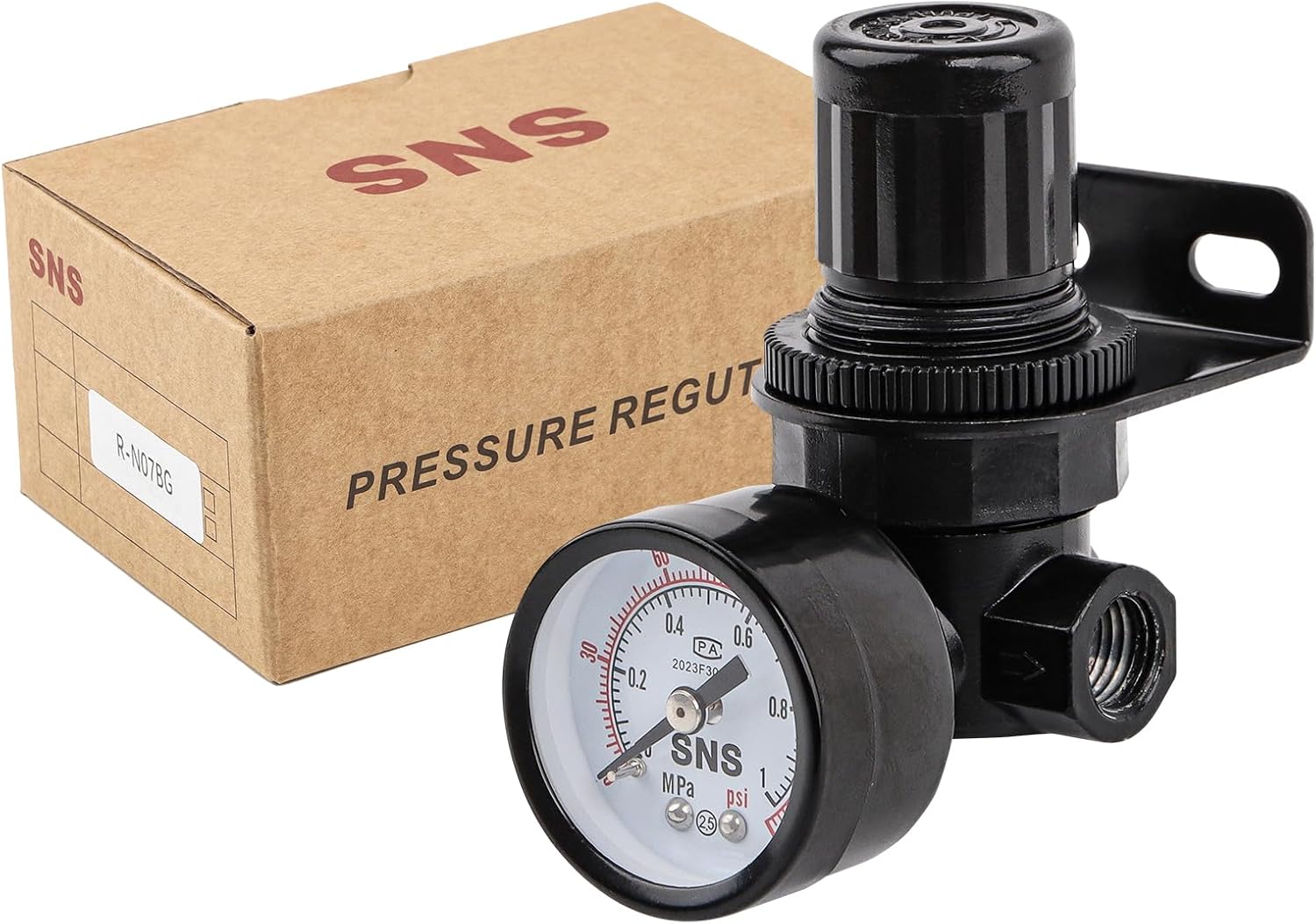 SNS Air Compressor Pressure Regulator With Bracket and Gauge Female Thread 1/4 NPT Adjustable R-N07BG