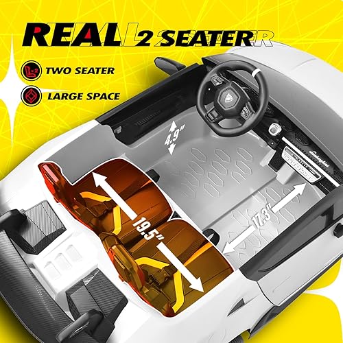 Miniatura 3 de Blitzshark Auto de paseo para niños de 24 V y 2 plazas, potente 4WD compatible con Lamborghini auto eléctrico motorizado a batería, con batería