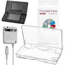 3-in-1 Accessories Kit for NDS Lite Case - Ultra Clear Crystal Transparent Hard Shell Case Cover with Power Charger and Screen Protector Compatible with Nintendo DS Lite NDSL