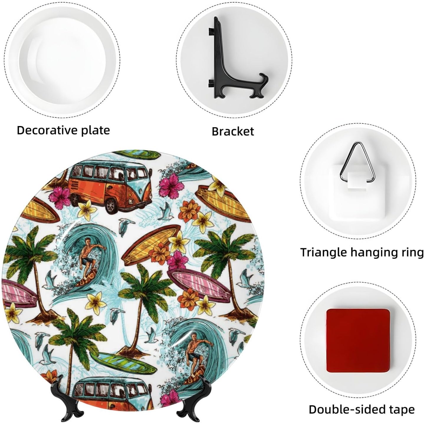 Hawaiian Style Fashionable And Durable Decorative Bone China Decorative Panel 7in