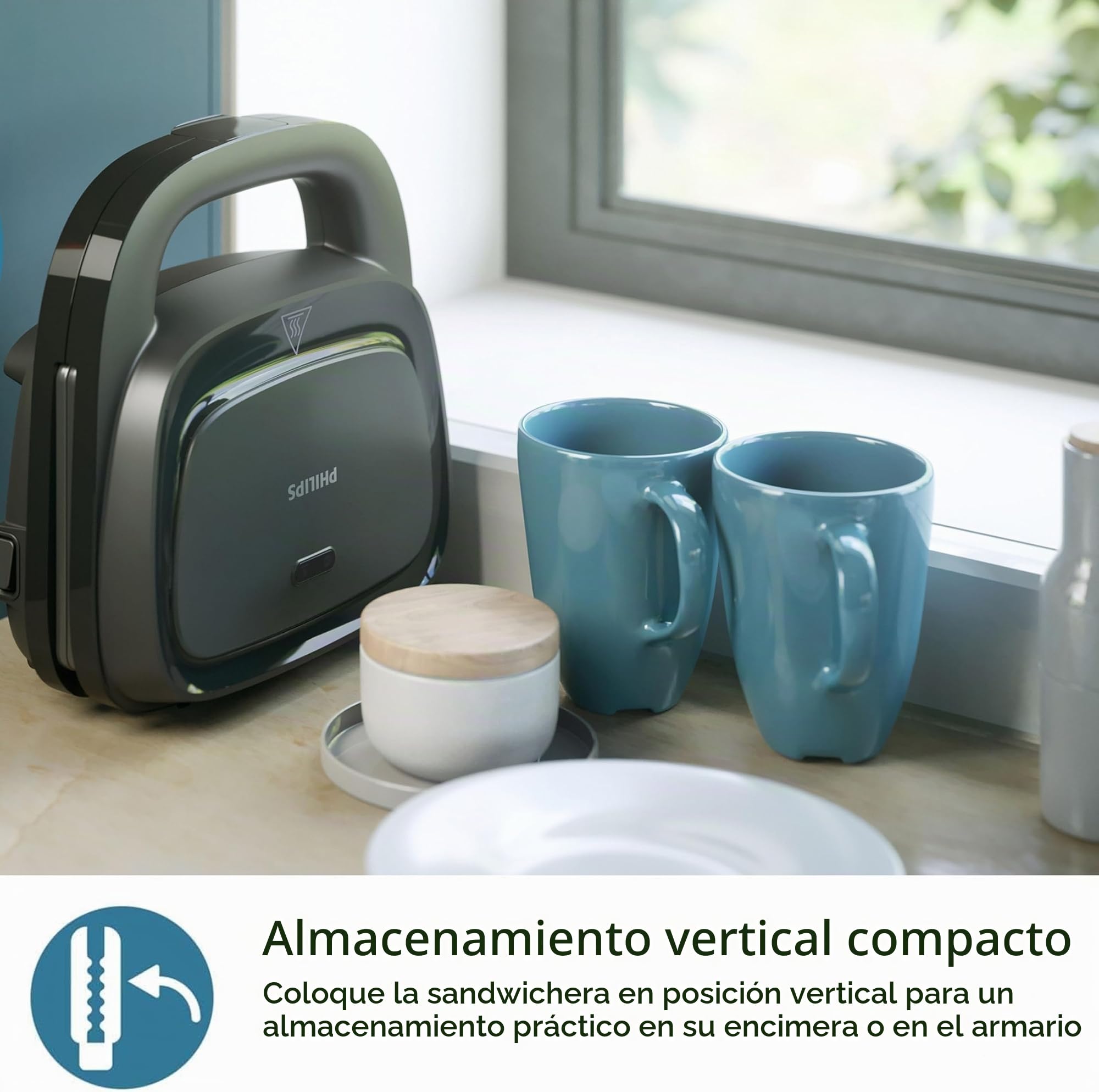 Sandwichera - PHILIPS - HD2331/90 - 750 W - Placas triangulares - Negra