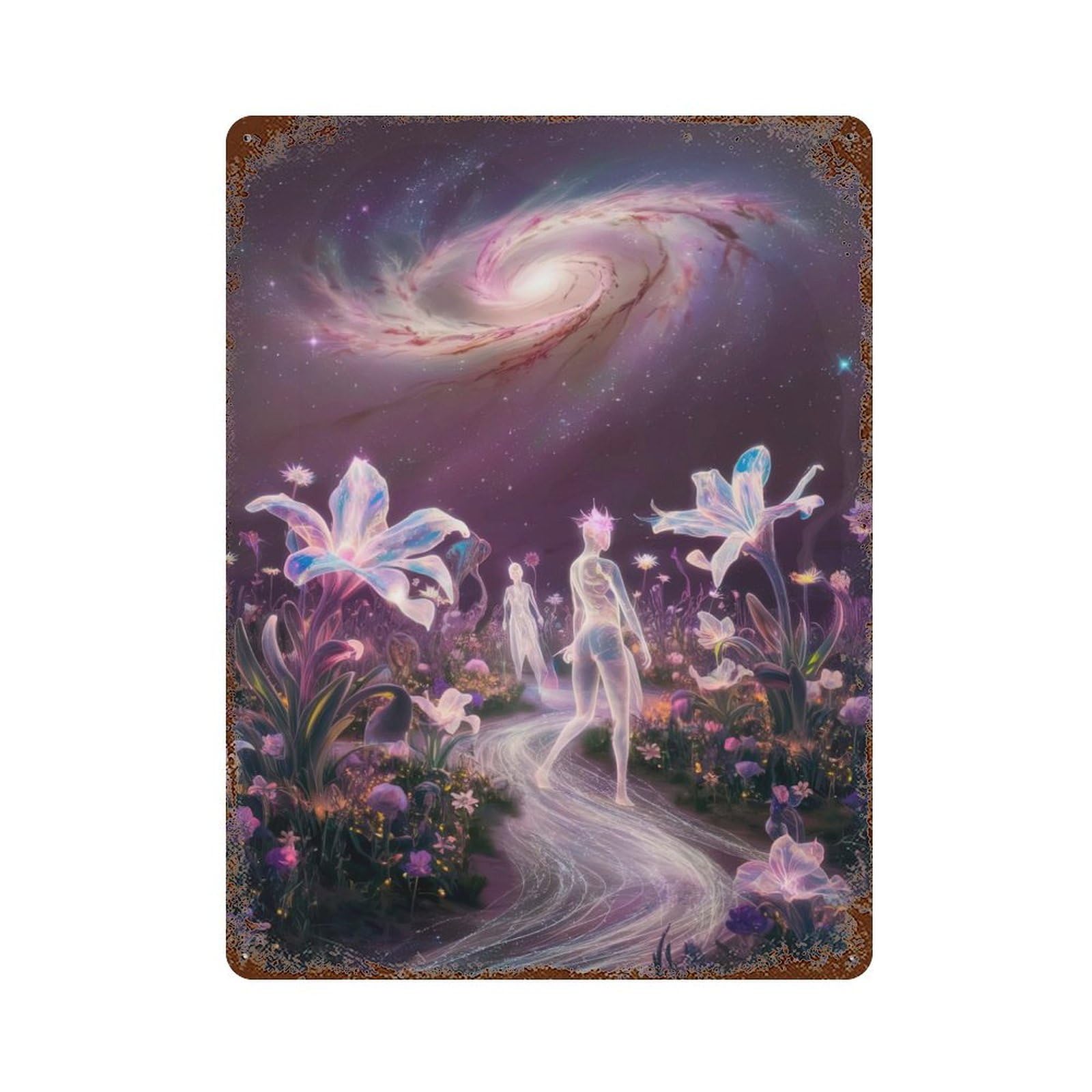 Celestial Garden Path Vintage Rust Metal Sign 15.7"x11.8", Shabby Chic Decor for Living Room, Hallway And Home Decor