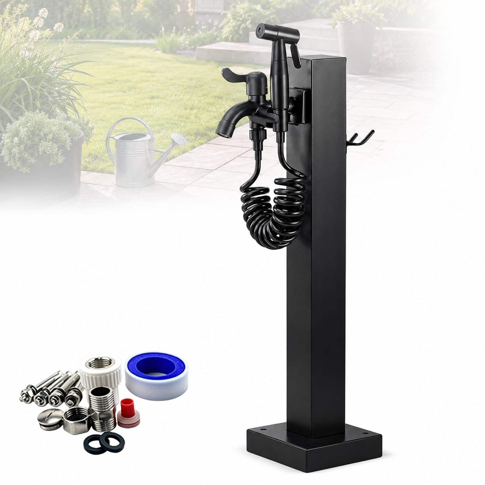 Outdoor Garden Tap Standpipe, 304 Stainless Steel Water Column With Brass Tap, Insulated Ppr Inner Pipe, Floor-mounted Outdoor Tap Post For Patio, Lawn, Courtyard, Villa Garden And Public Areas,