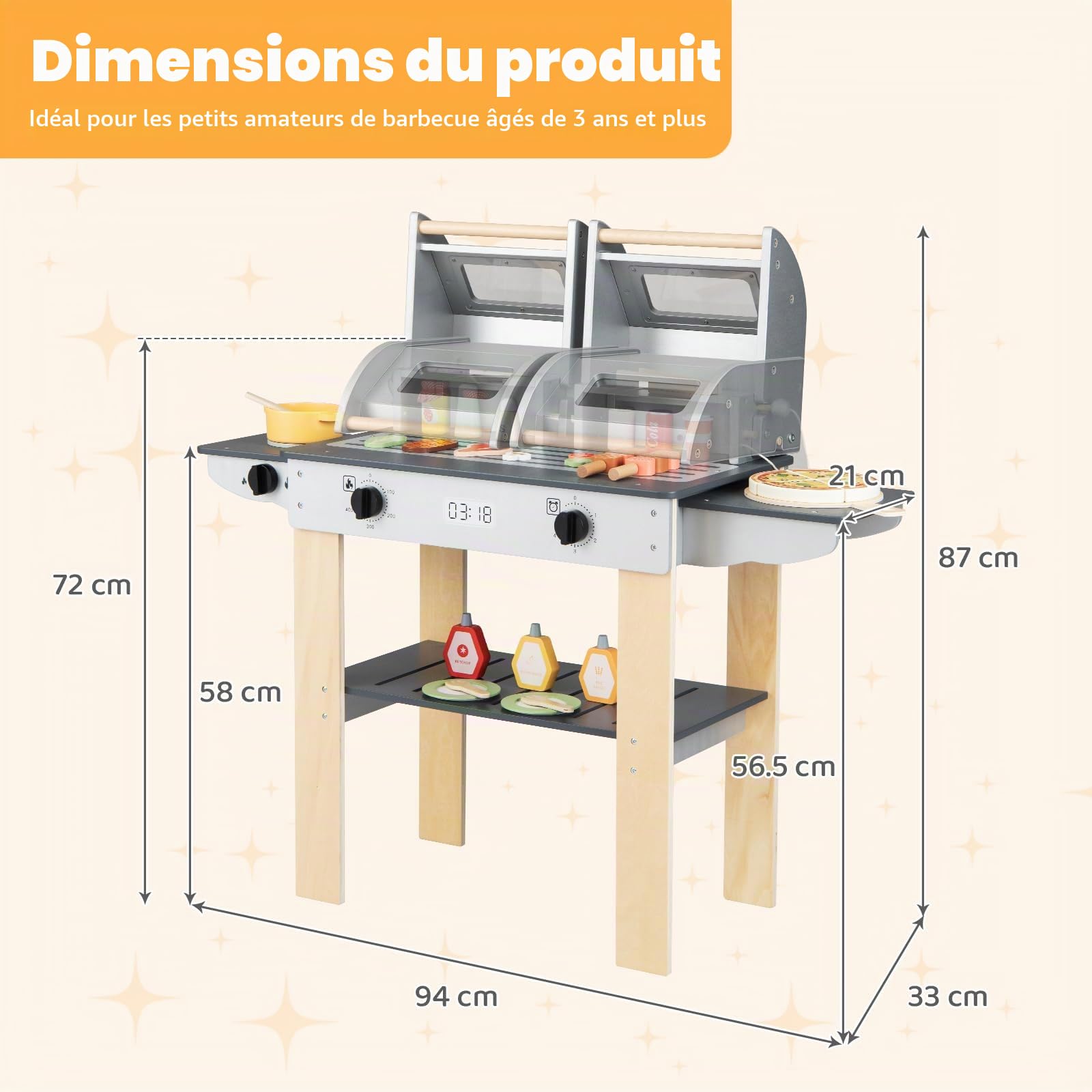 FANTASK Barbecue pour Enfant, Barbecue avec Couverts et Aliments de Jeu, Cuisine boueuse avec 2 barbecues et couvercles à Rabat, kit de Cuisine d'extérieur pour Enfants à partir de 3 Ans