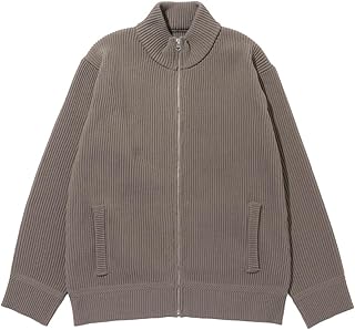 [NAVY] [ネイビー] ブルゾン メンズ アウター ジャケット ニット ストレッチ 軽量 軽い ポケット 畦編み 羽織り