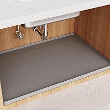 Under Sink Silicone Mat 34x22 Waterproof Honeycomb Coating Heat Resistant Non-Slip Protector (Grey, 34" x 22")