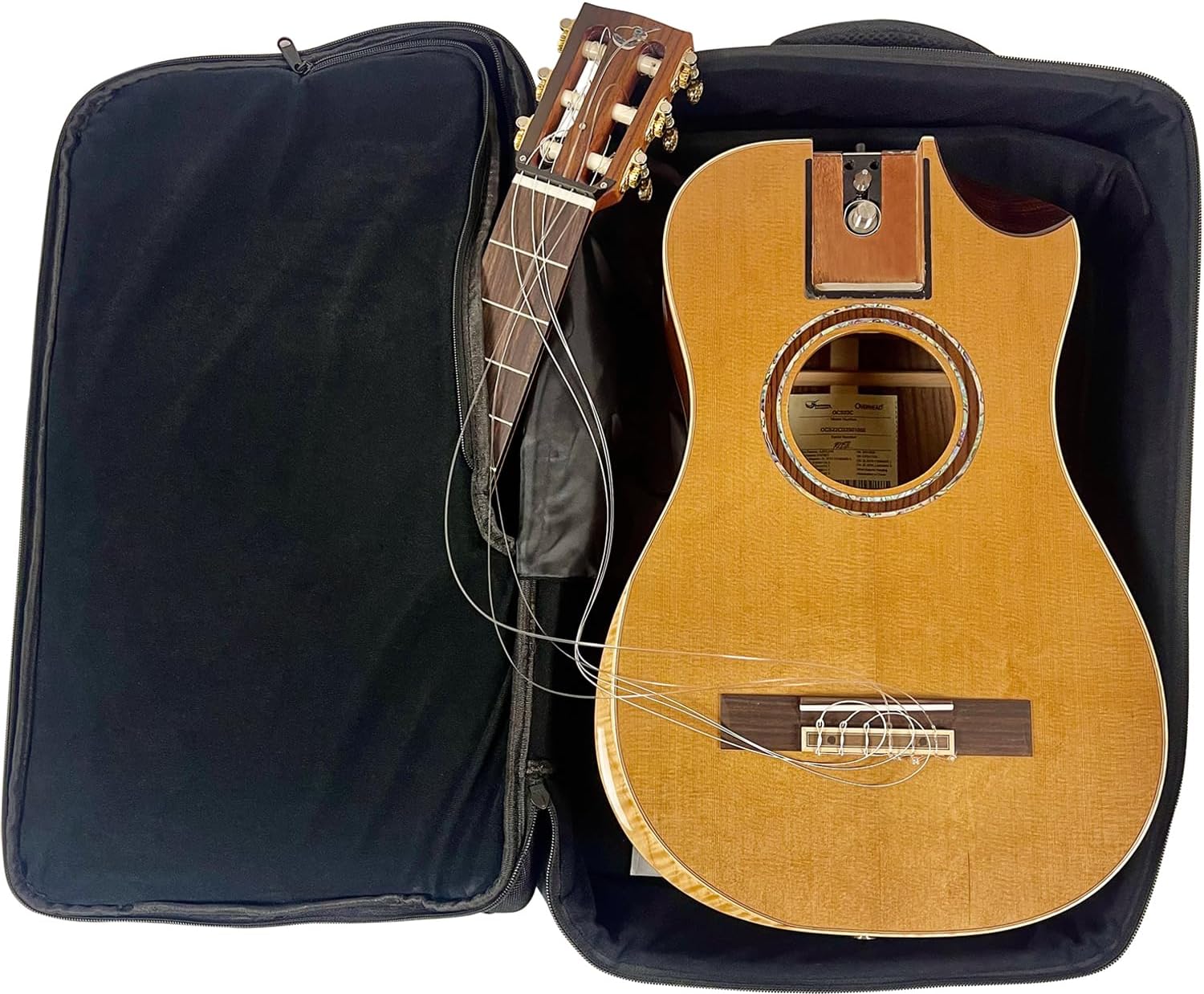Journey Instruments Solid Cedar Classical Travel Guitar – OC522C Traveling Nylon String Guitar with Collapsible Patented System – Portable Backpack Case (Solid Pau Ferro)