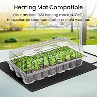 Vista 6 de Bonviee Paquete de 2 bandejas de inicio de semillas con luz para plantas, kits de bandejas de inicio de plántulas elevadas con cúpulas de humedad