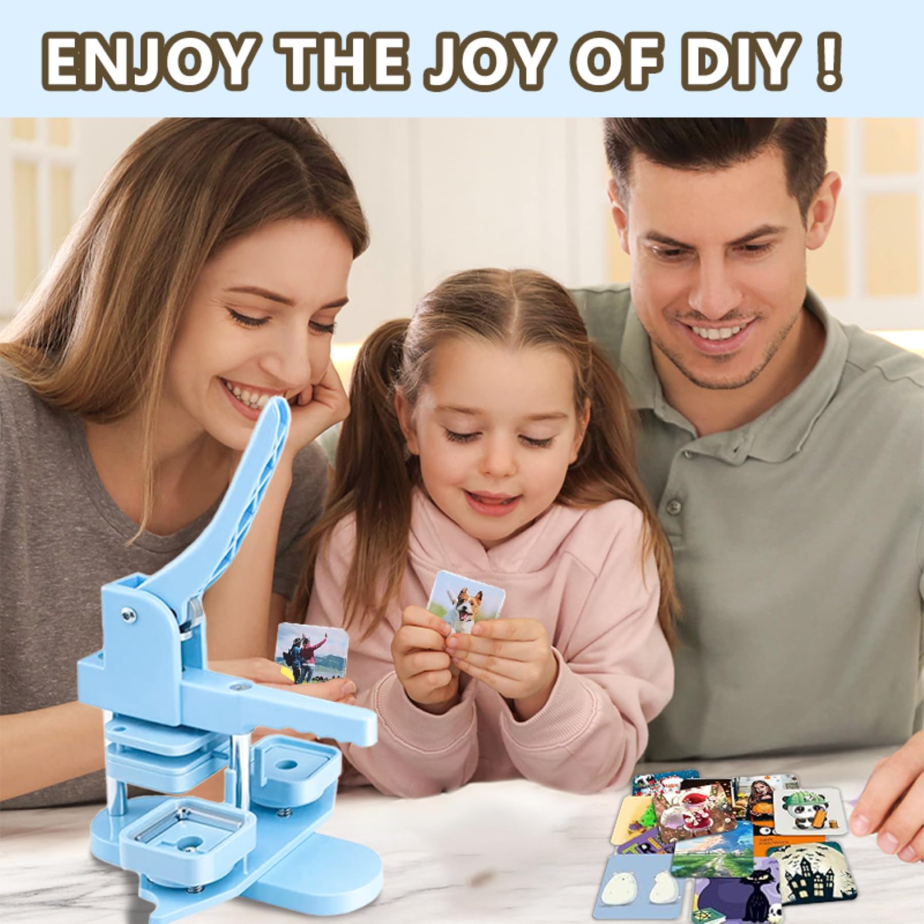 DCBADGE Máquina para hacer botones de forma cuadrada, 50 mm, kit de imán cuadrado para nevera con 100 juegos de suministros de imanes para refrigerador