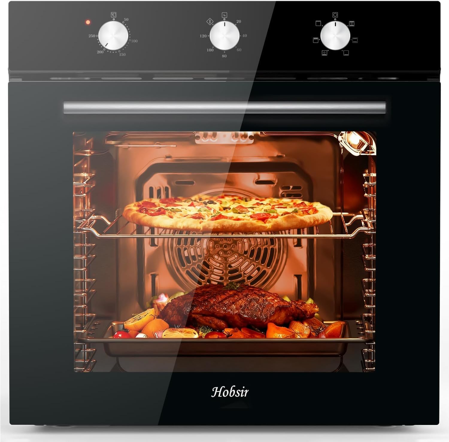 60CM Four Encastrable avec Boutons, Volume 60L y 6 Programmes de Cuisson