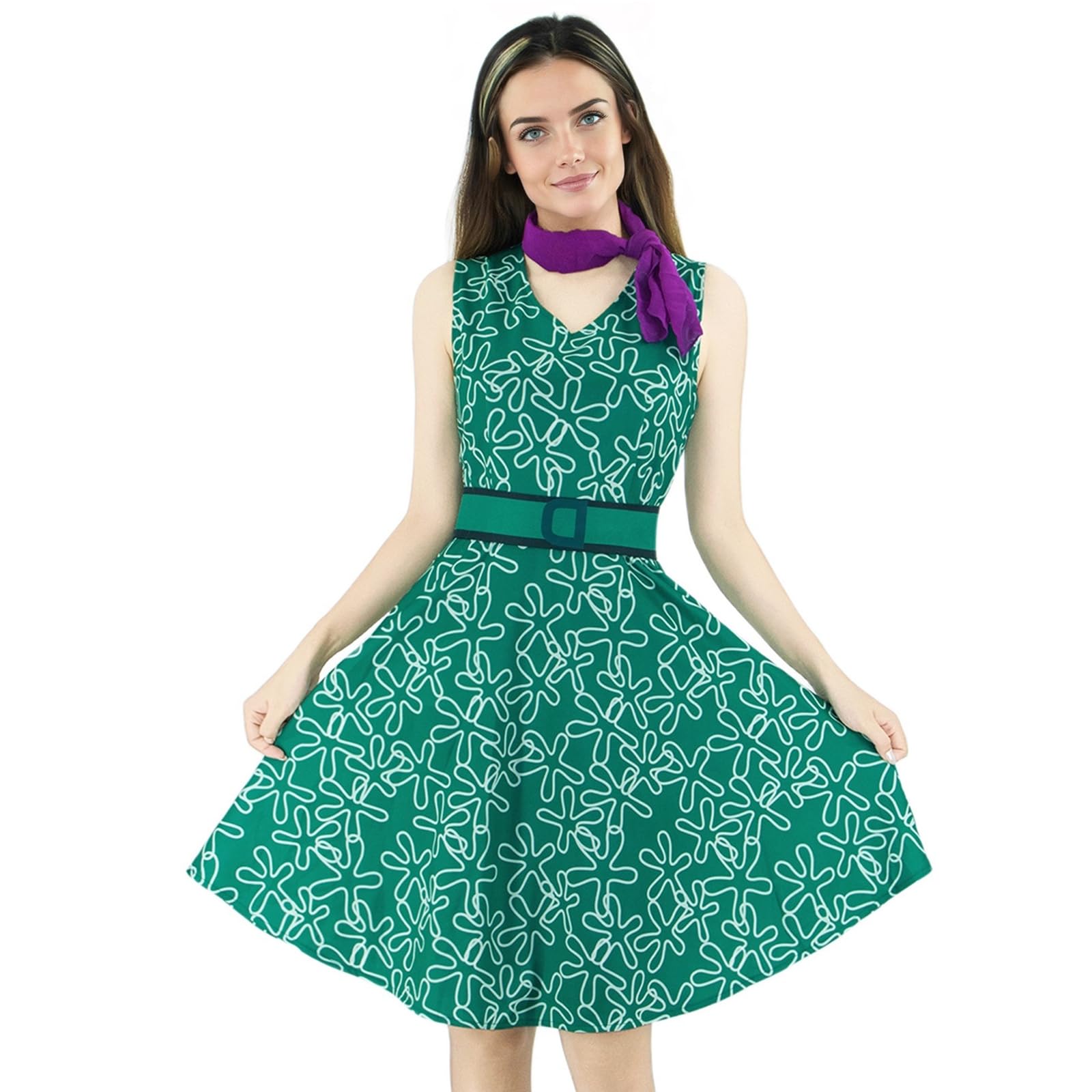 AYYOHON Inside Joy Costume Disgust Green Dress Inspired Skater Dress Adult Womens Halloween Costumes Emotions Funny Cosplay 2XL