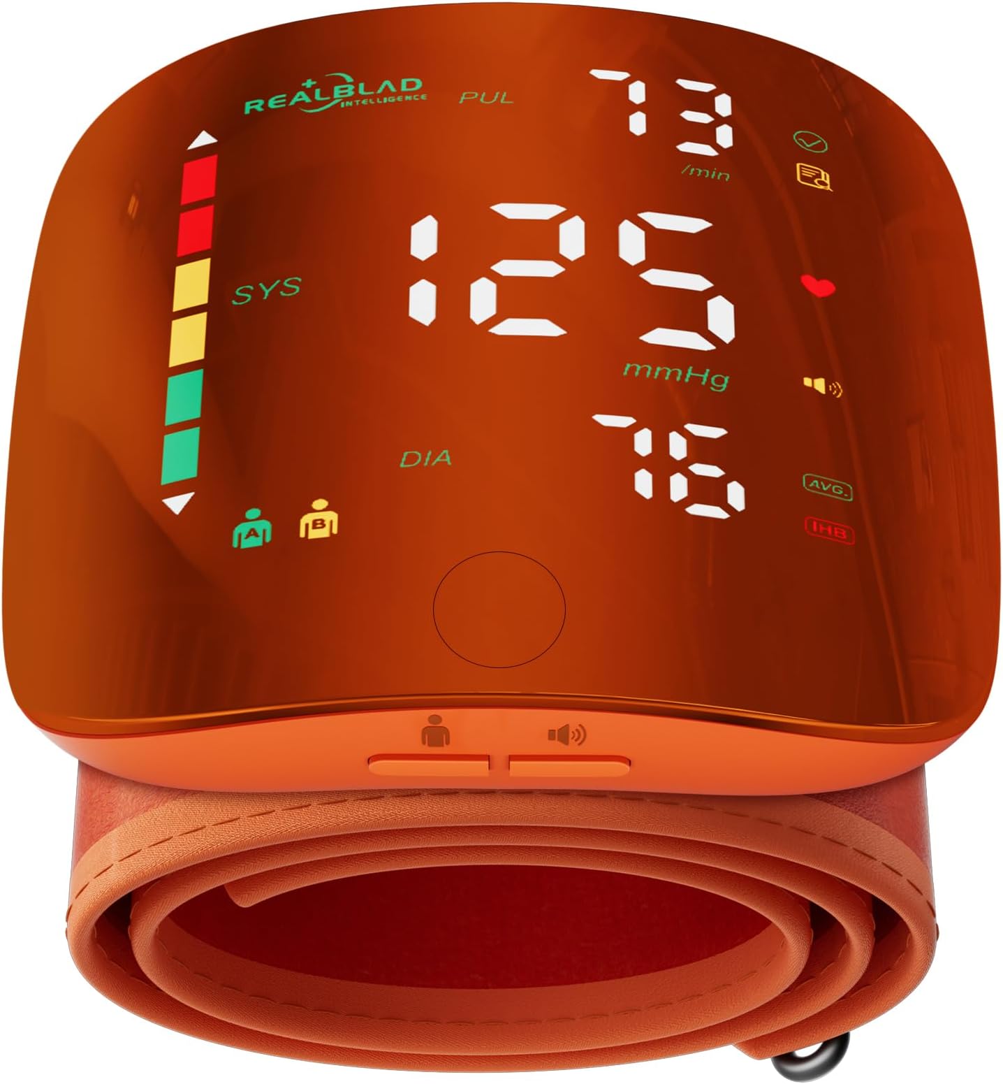 Wrist Blood Pressure Monitor with Led Touch Screen -Adjustable Wrist Blood Pressure Cuff from 5.1 inches to 9.3 inches,Rechargeable Wrist bp Monitor with 99x2 Reading Memory and Carrying Case(Orange)