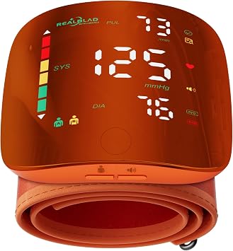 Wrist Blood Pressure Monitor with Led Touch Screen -Adjustable Wrist Blood Pressure Cuff from 5.1 inches to 9.3 inches,Rechargeable Wrist bp Monitor with 99x2 Reading Memory and Carrying CaseOrange