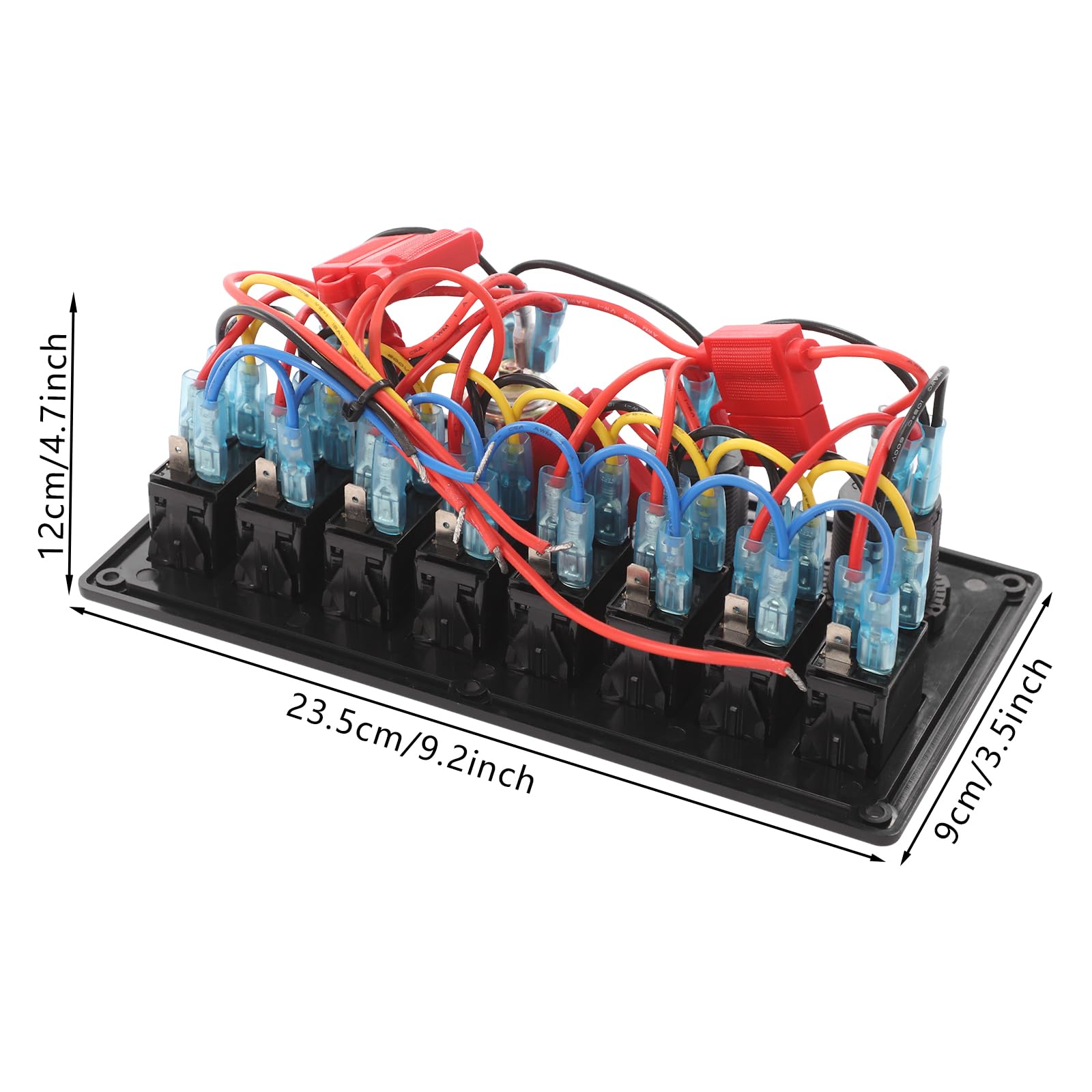 8-biegowy panel przełączników morskich, wodoszczelny, 12 V, z 8 przełącznikami LED, woltomierzem, 2 portami USB, gniazdem zapalniczki samochodowej i gniazdem DC 12 V do samochodu, kampera, łodzi