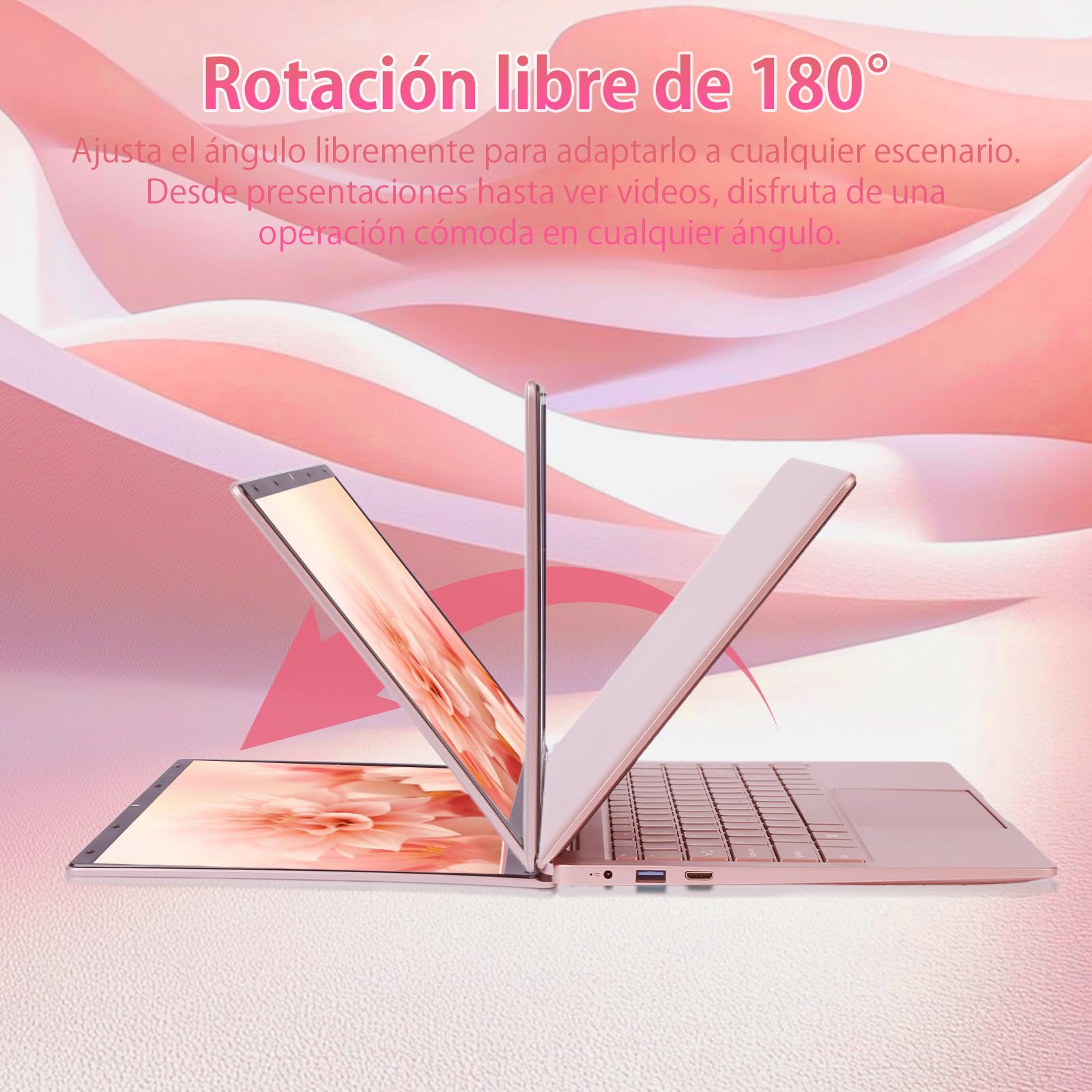 Ordenador Portátil 14 Pulgadas,Celeron N4120 (hasta 2.6 GHz) Win11 Pro, 8GB DDR4, Pantalla IPS FHD 1920x1080,USB 3.0, Laptop Ultradelgado para Estudiantes y Oficina(Oro Rosa, 8+256G SSD)