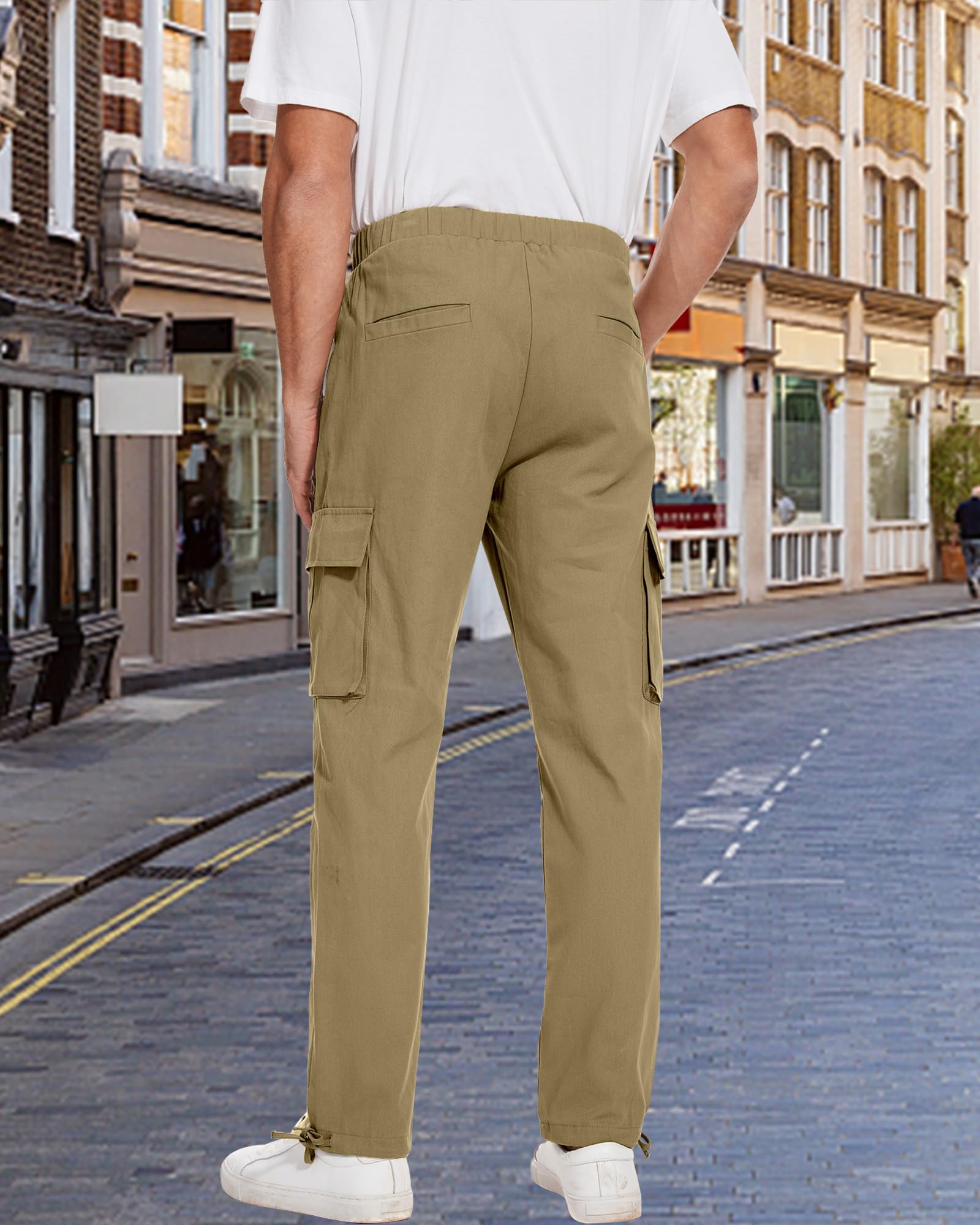 NANAMEEI Pantalon Cargo Homme avec 6 Poches Version Épaissie Pantalons de Travail Taille Elastique Casual Baggy Homme
