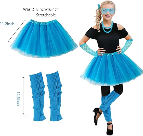 Miniatura 4 de Girls 80s Outfit Costume Accessories 7pcs 70s 1980s 90s Costumes