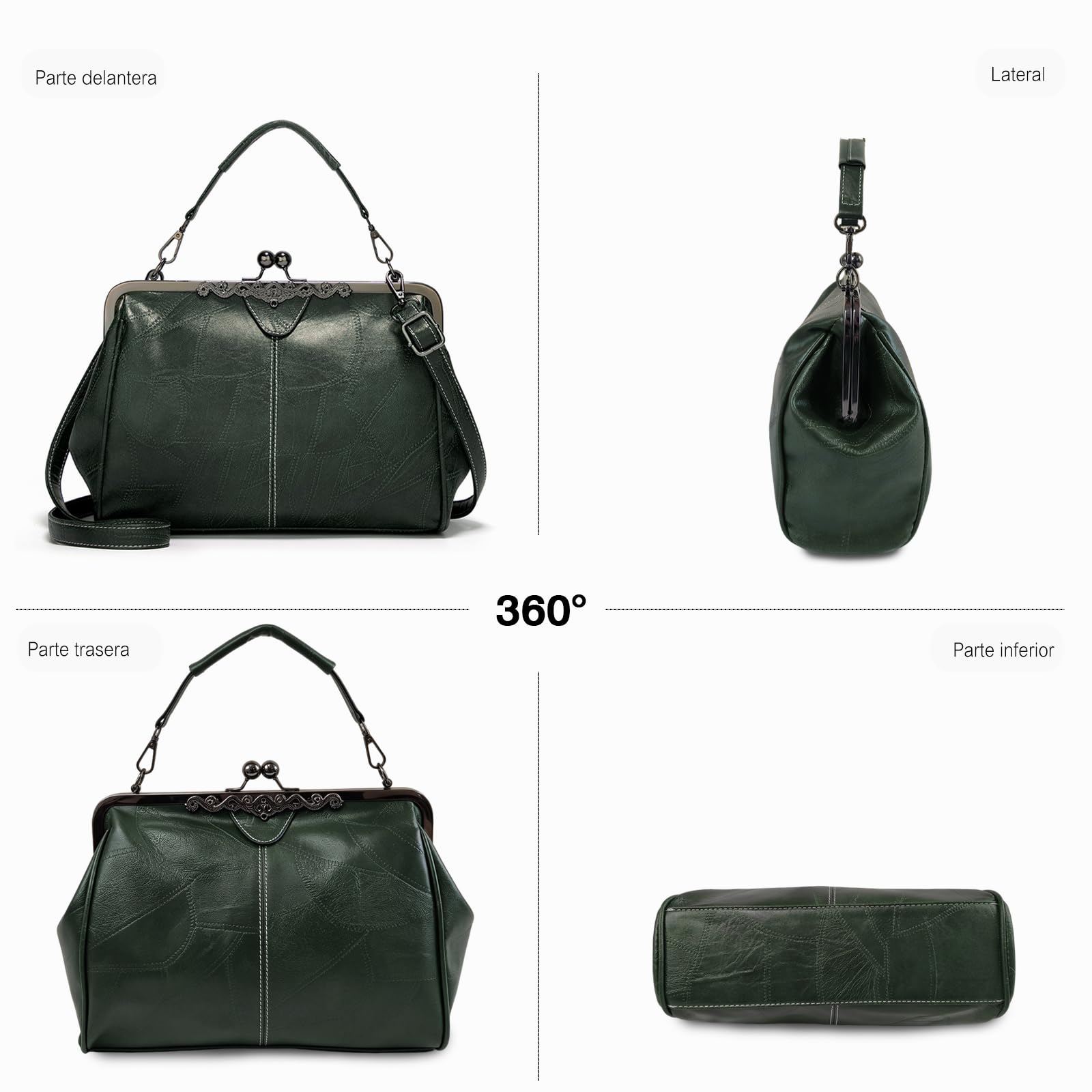 FANDARE Bolsos de Mujer Bandolera PU Cuero Bolsos de Mensajero Conmutar Bolso Hombro Cruzado Gran Capacidad pequeño niña Mano Señora Crossbody Bag para Viaje Trabajo Escuela Compras