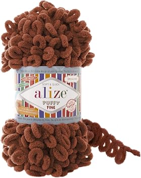 Alize Puffy Fine Yarn Baby Blanket - Lot of 5 Skeins, 500gr, 50yds, 100% Micropolyester Soft, Super Chunky Bulky Worested Yarn 90