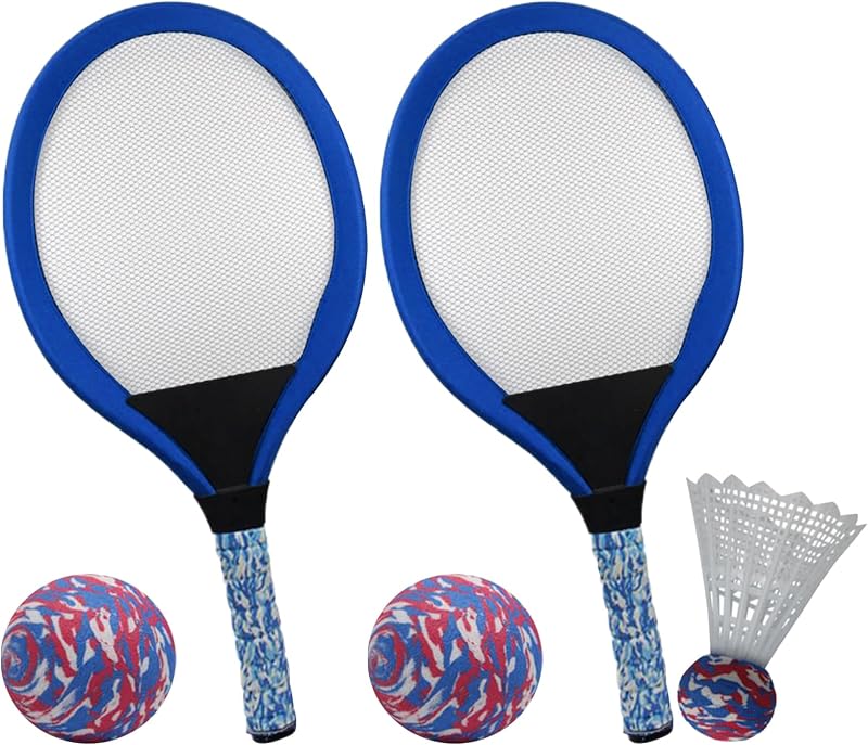 Raquette de tennis et de badminton - ABS - Raquette de sport pour enfants - Convient aux débutants - Jeu de balle interactive familiale avec volants et balle de tennis pour jouer dans la cour