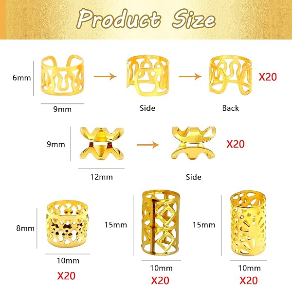 100 Pieces Gold Foil Braiding Braid Dreadlock Rings Beads - 2