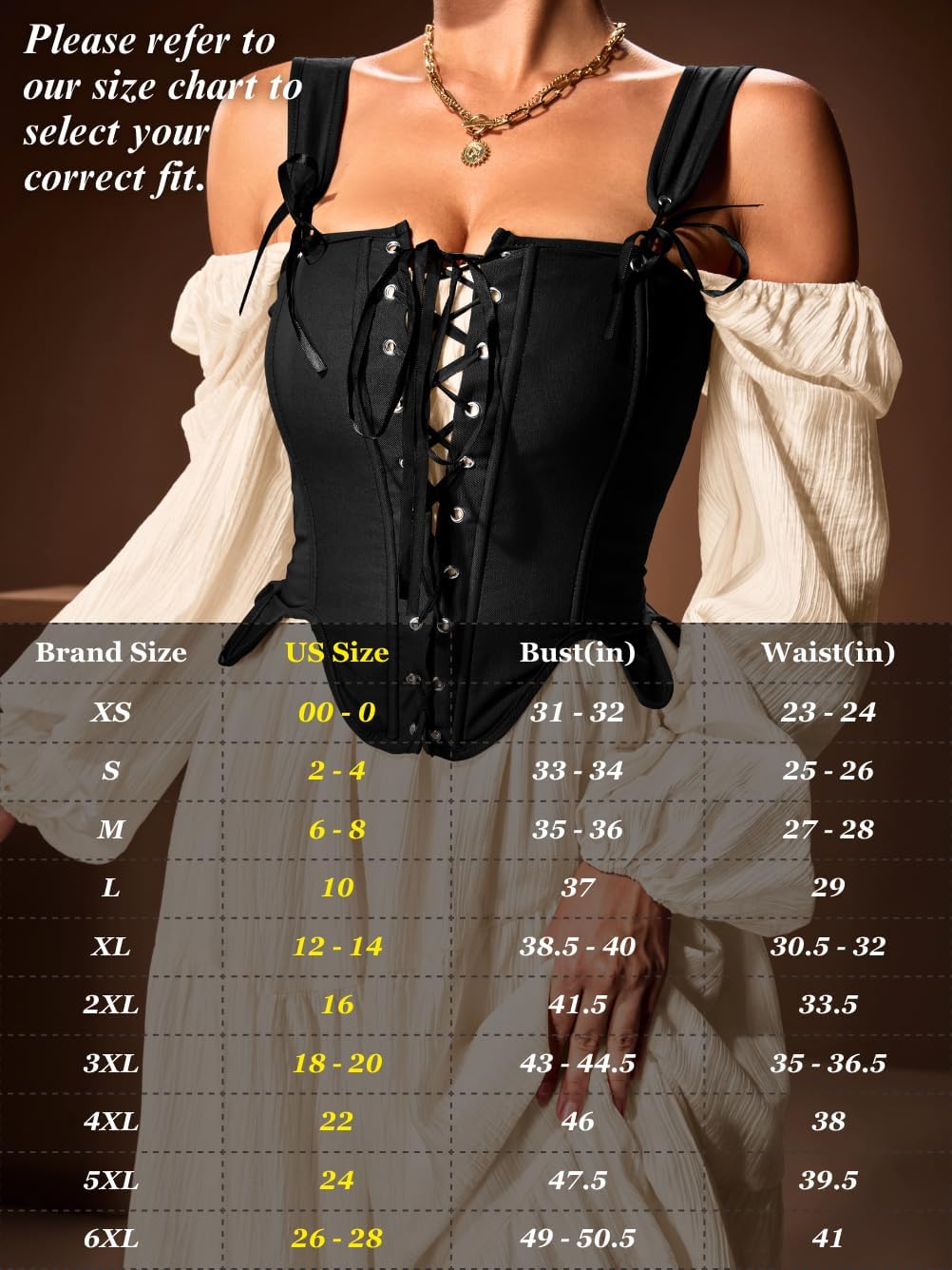 Women's Vintage Corset Top (Size 2-28), Stretchy Plain Lace-Up Bustier for Ren Faire & Casual Outfits - Image 6