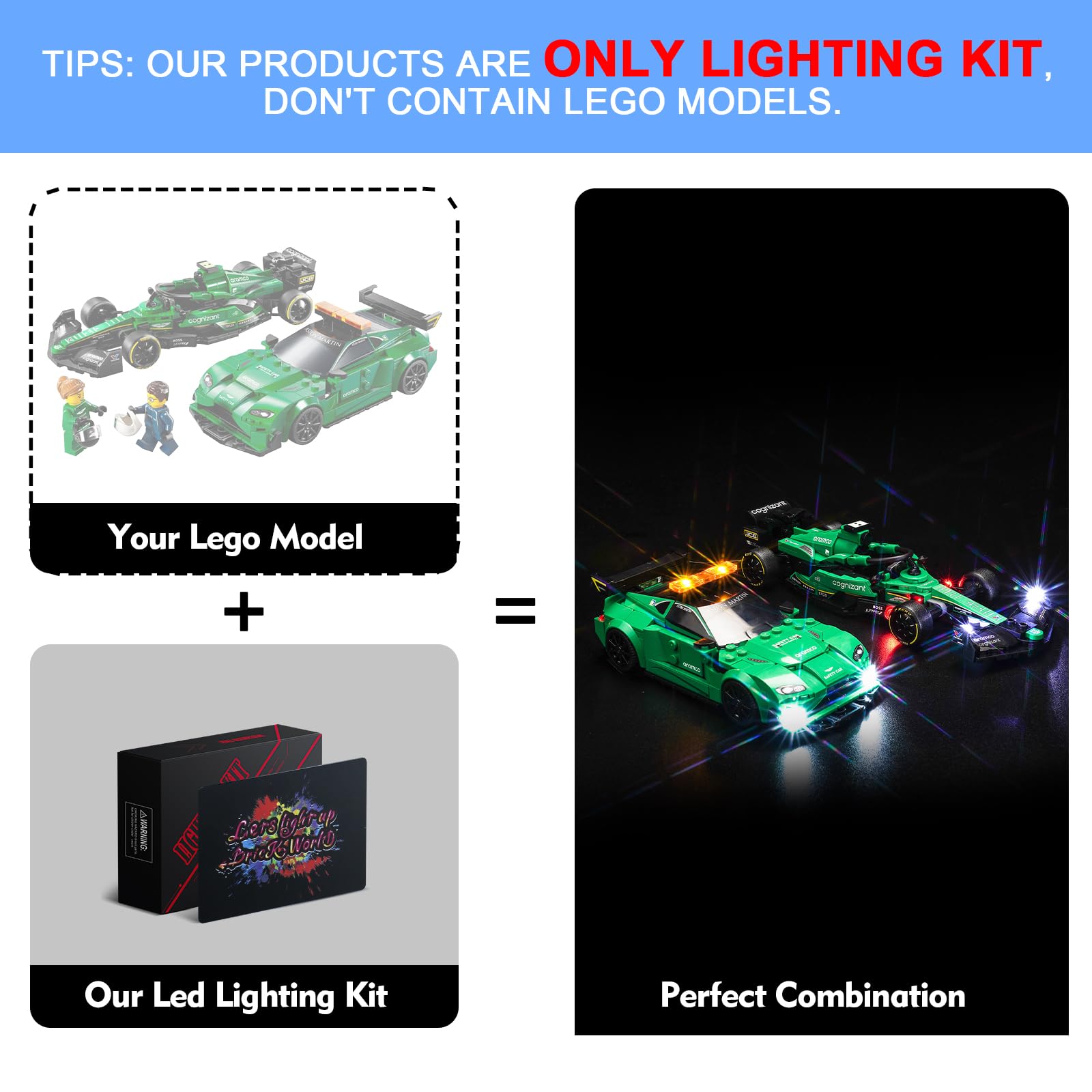 Light Kit for Lego Aston Martin Safety Car & AMR23, Lighting Set for Lego Aston Martin Safety Car & AMR23 Set 76925 - Image 2