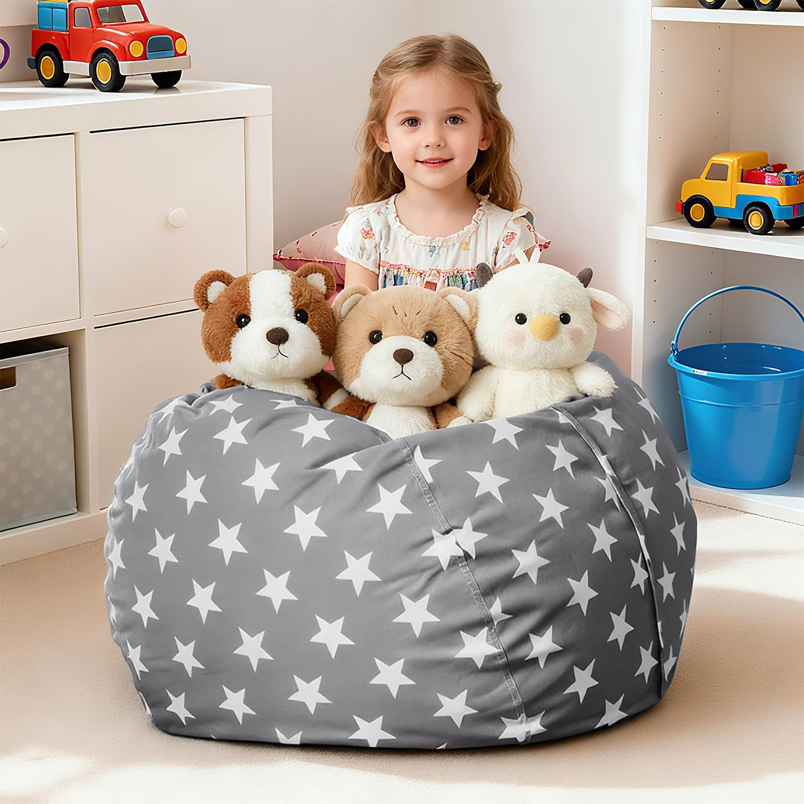 Bolsa de almacenamiento de juguetes, puf para niños, sofá, bolsa de almacenamiento de juguetes, bolsa de almacenamiento de juguetes con cremallera, para juguetes, ropa de 24 pulgadas