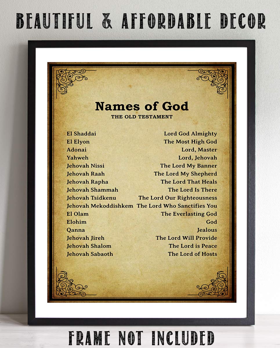 "Names of God Old TestamentMeanings" Bible Wall Art. 10 x 8