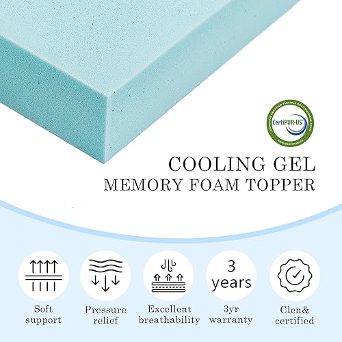 Miniatura 6 de DQZ Cubrecolchón de 3 pulgadas King  Cubrecolchón de espuma viscoelástica con infusión de gel refrescante  Colchón de espuma viscoelástica mejorado