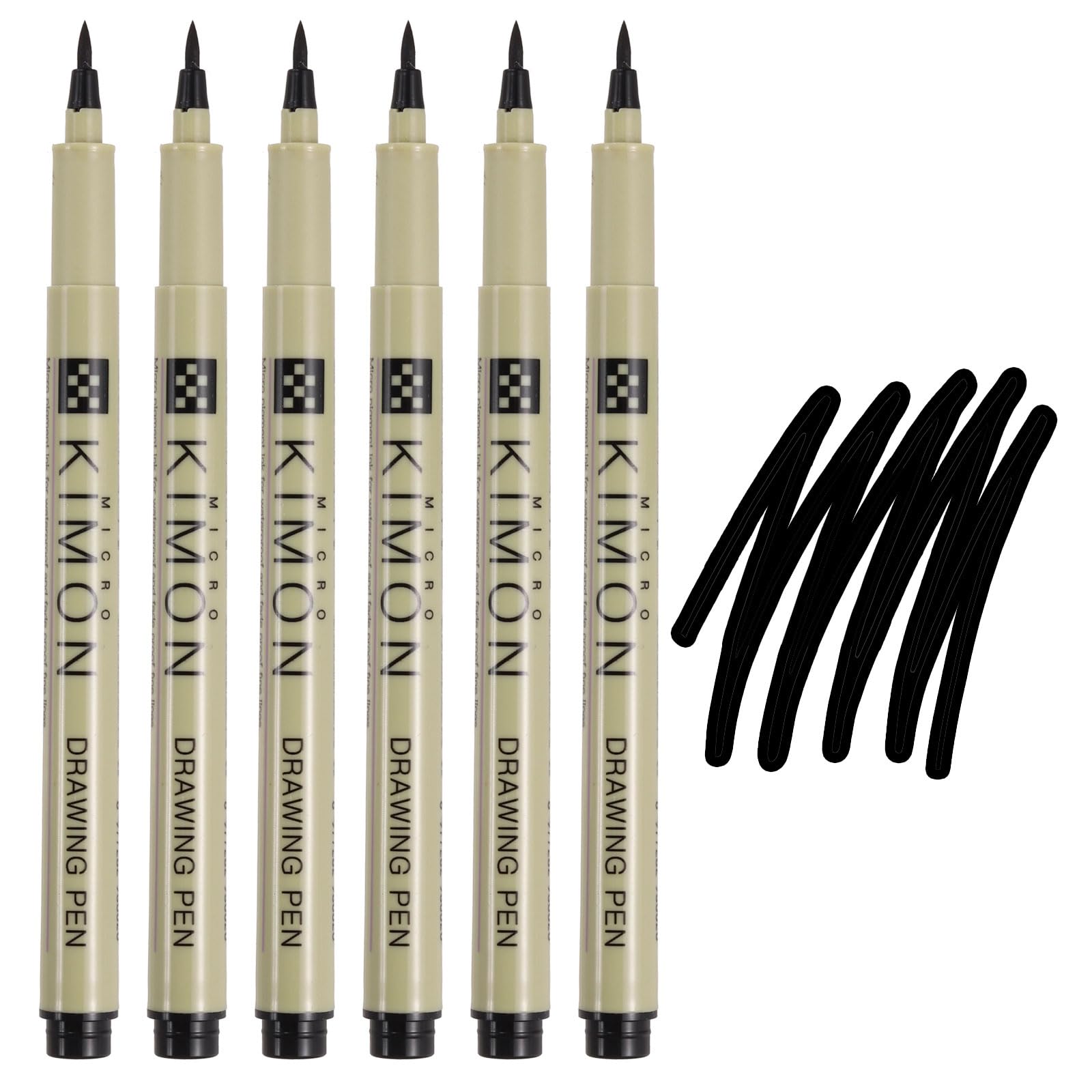 PATIKIL Fineliner Pens, BR Soft Head Drawing Pen Waterproof Inking Markers Liner Artist Watercolor Supplies Drawing Kit for Adult Sketching Journaling, Pack of 6