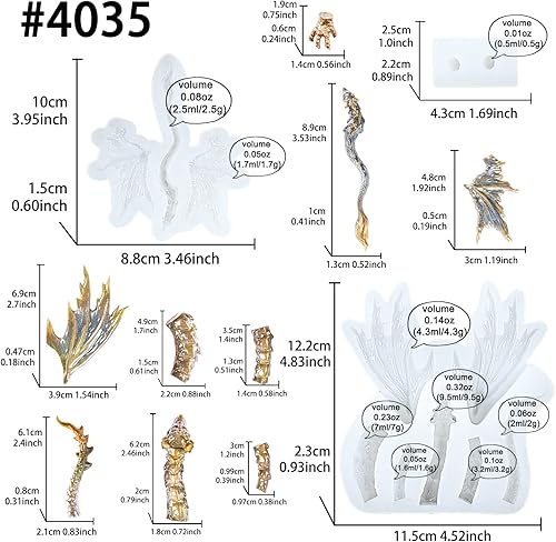 Miniatura 2 de Moldes de silicona con diseño de dragón alado, paquete de 2 unidades para fundición de resina epoxi, fabricación de joyas, fondant, decoración de