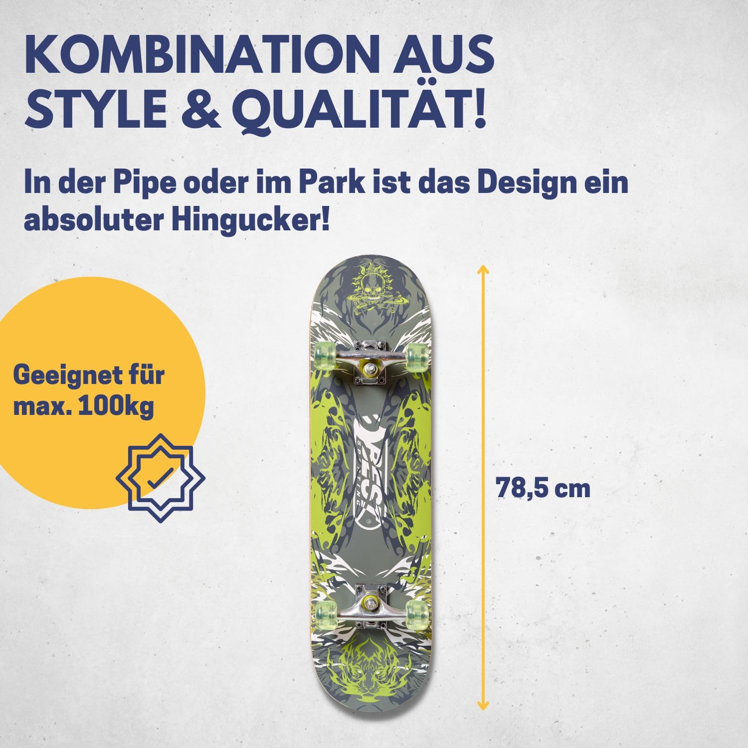 Best Sporting Skateboard I Skate-Board mit ABEC 5 Kugellager I hochwertige Skateboards aus Holz & Aluminum I Skateboard Erwachsene I 78,5 x 20,4 cm Skateboard Deck
