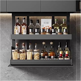 Pull Down Shelf,Upper Cabinet, Pull Down Cabinet Organizer Smart Kitchen Drop Downs Shelf Touch Switch Anti-Collision Spice Rack(16.2"x11"x23.2"(41.4x28x59cm))