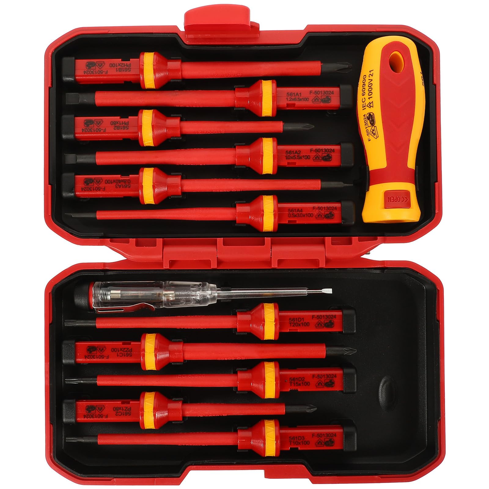 NOLITOY Juego de 13 Destornilladores Aislados Vde 1000 V Puntas, Pozidriv y Ranuradas Magnéticas, Acero al Vanadio Endurecido, Mango Ergonómico, para Electricistas y Bricolaje