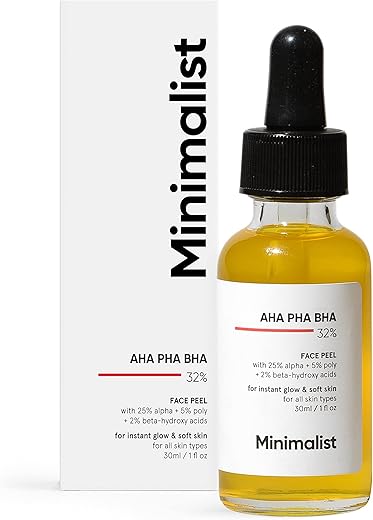 Minimalist 25% AHA + 2% BHA + 5% PHA Peeling Solution for Glowing Skin, Smooth Texture & Pore Cleansing | AHA BHA PHA Peel For Weekend Exfoliation…