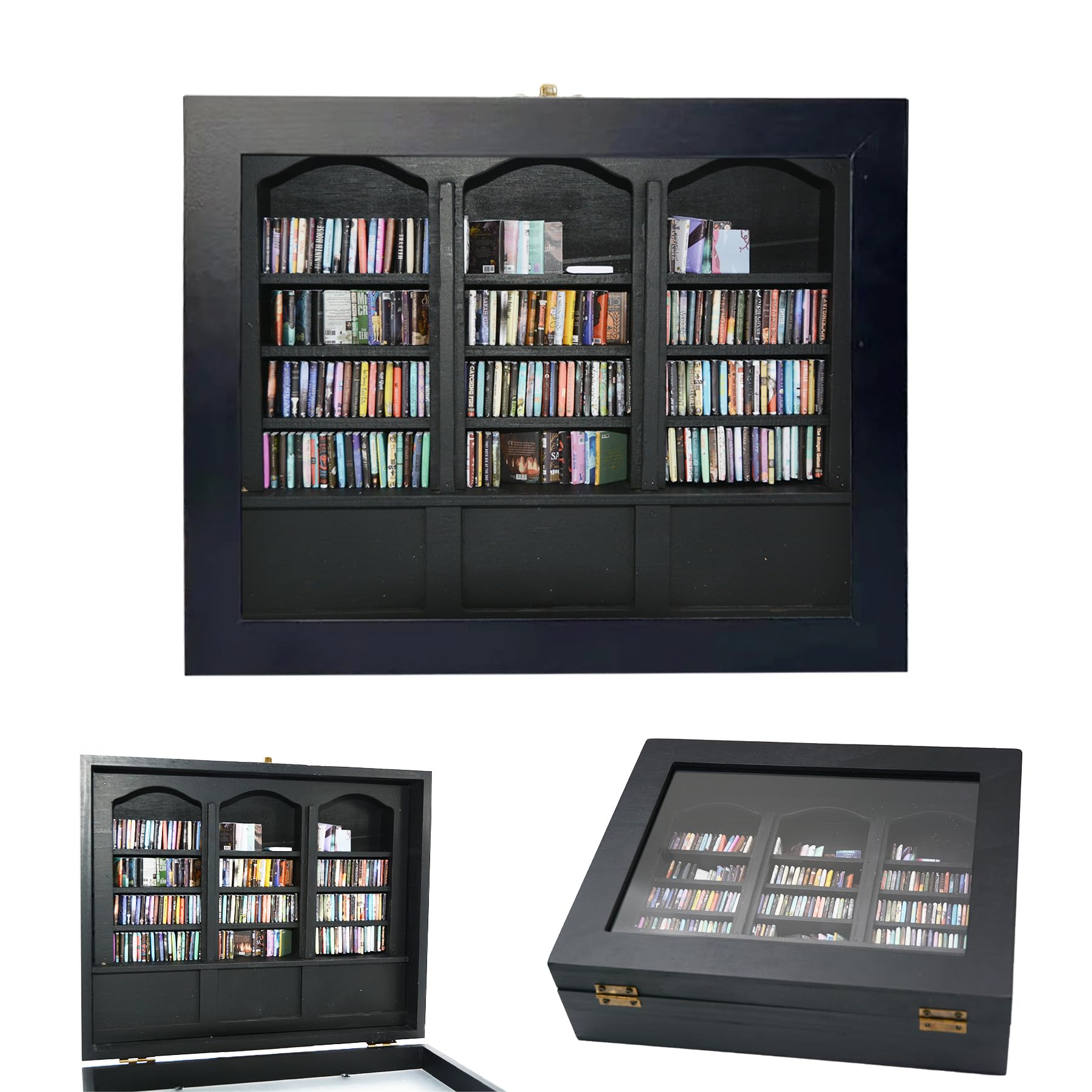 Libreria Miniatura In Legno Con 200 Libri - Decorazione Per Case Di Bambola E Appassionati - Foto 7