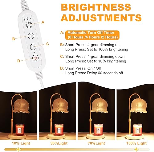 Miniatura 4 de Lámpara calentadora de velas con temporizador, lámpara eléctrica calentadora de velas para velas, calentador de lámpara de vela regulable, lámpara