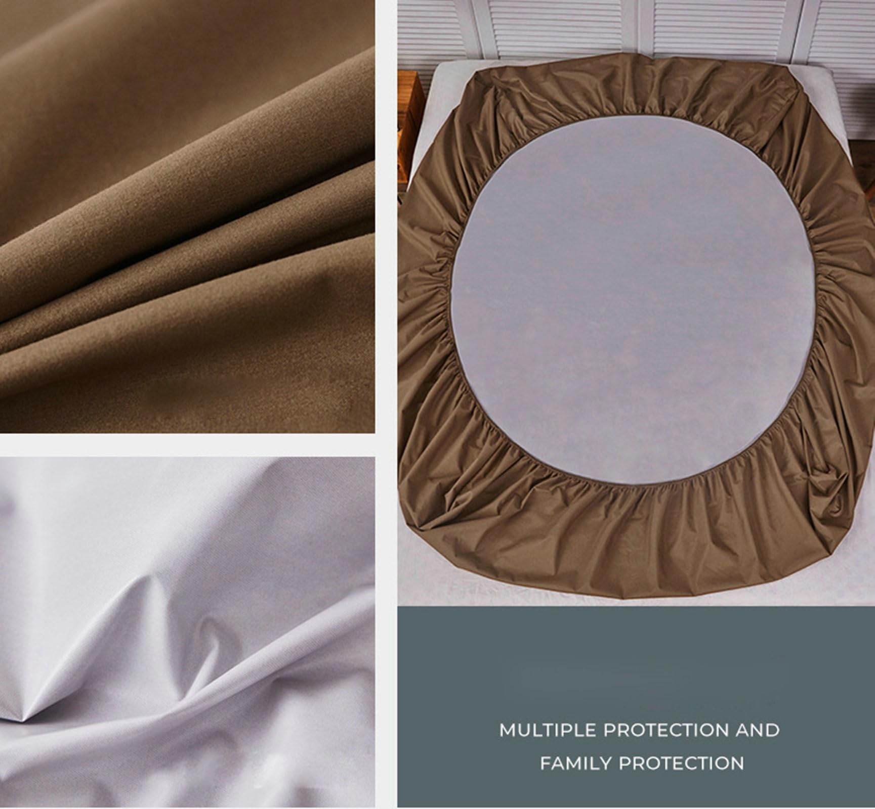 Drap Housse Coton 120 x 200cm Drap Housse en Coton Couleur Unie Doux et Respirant - Infroissable - Facile d'entretien, Café-étain