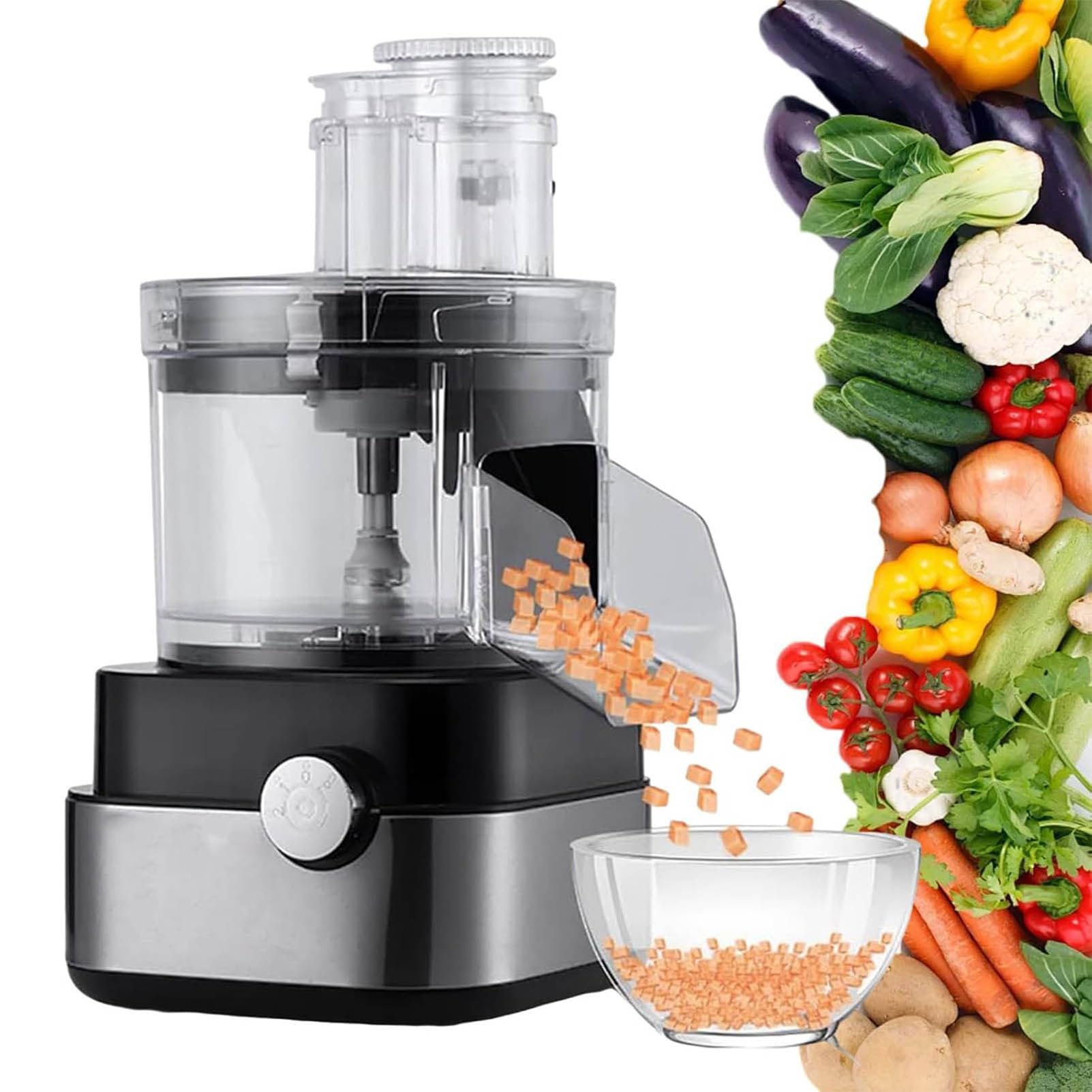 LJLYYDS Food Shredder Processor Automatic Dicing Machine 5L Large-Capacity Slicer for Fruits and Vegetables, Ideal for Potato, Cucumber, Tomato, Onion