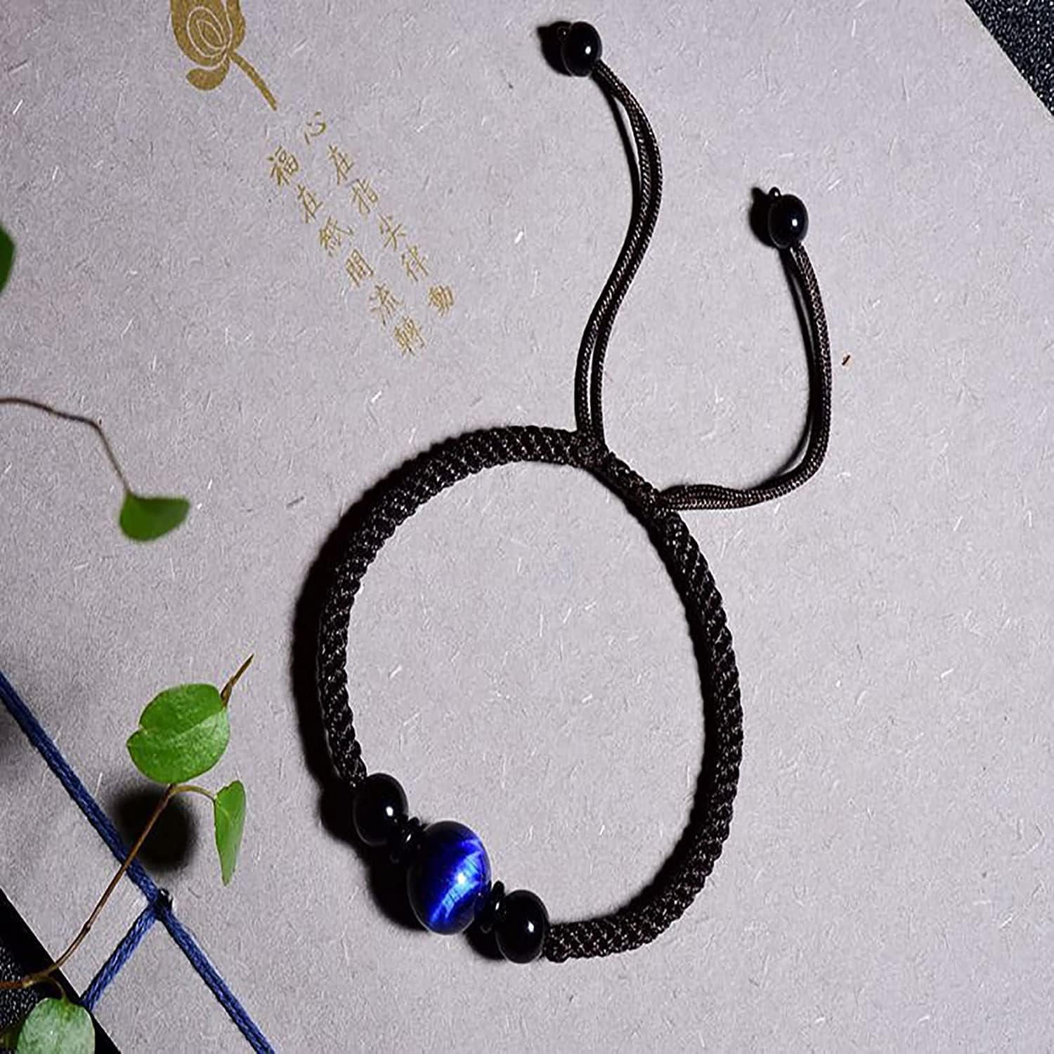 NZpost Pulsera de la Riqueza, Pulsera de Ojo de Tigre Azul, Pulsera Ajustable de Cristal, Pulsera de Mal de Ojo, Amuleto de protección, Pulsera de Hilo Rojo, Cristal cinabrio (Rojo)