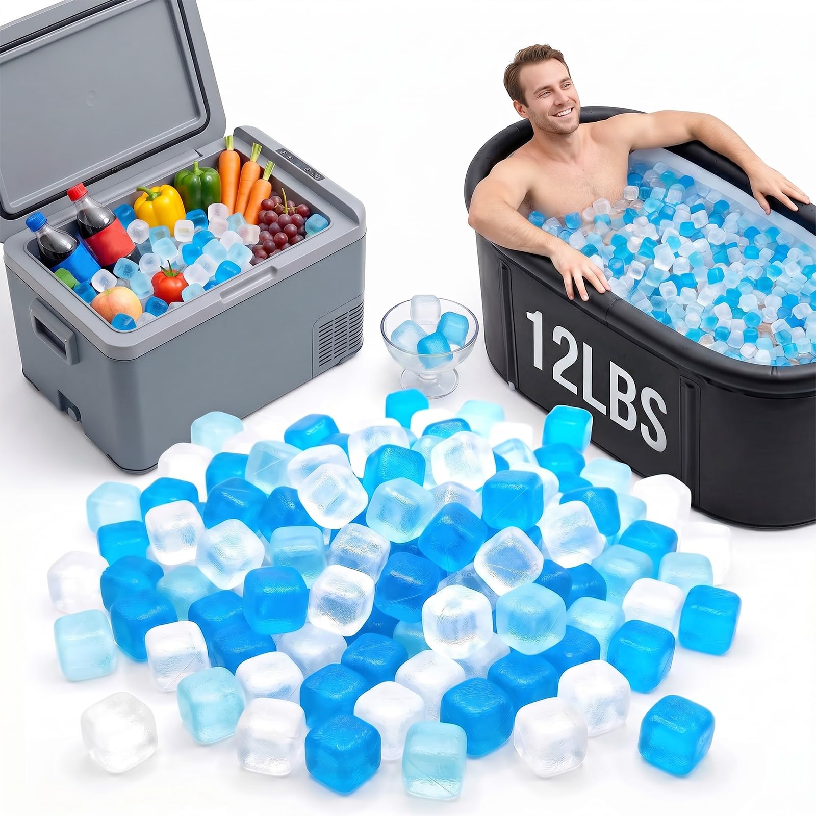 Baignoire plongeante froide sans glaçons jetables grâce au lot de 360 blocs réutilisables