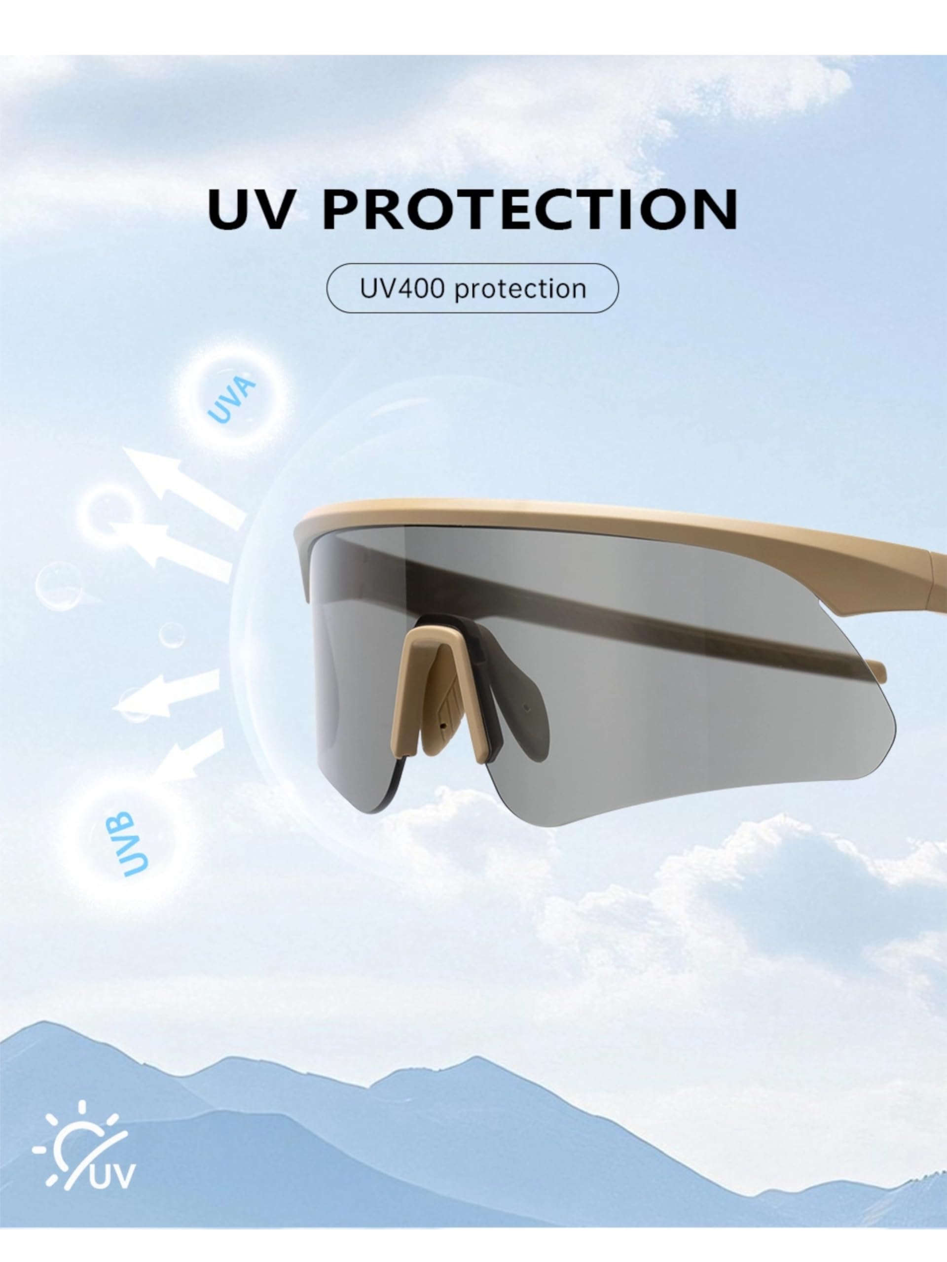 Taktische Schutzbrille mit UV400 Schutz, TR90 Rahmen, Wechselgläser, Verstellbare Nasenpolster, Unisex für Schießen und Wandern, Military Style, 31g