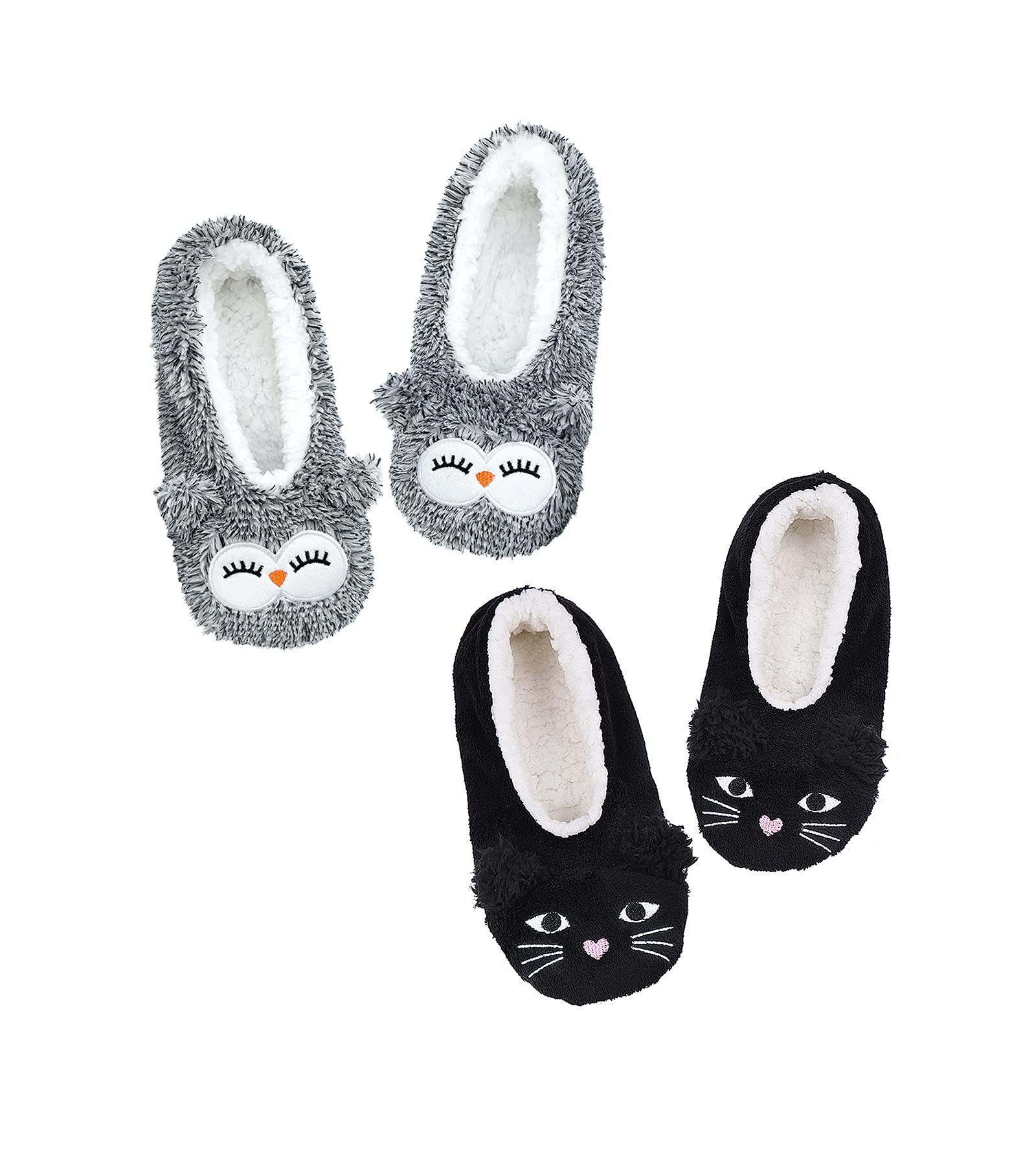 DICUIRDWomens Slipper Socks Low Cut Comfy&Warm Animal Non-skid Bedroom Slippers